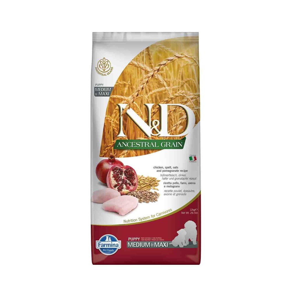 N&d Düşük Tahıllı Tavuklu Ve Narlı Orta Ve Büyük Irk Yavru Köpek Maması 12 KG | SRC: Barcode: 8010276036186